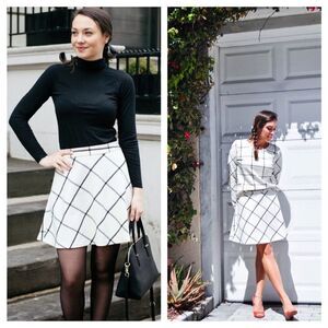 LOFT Windowpane Skater Skirt Sz 4‎